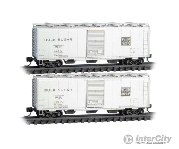 Micro Trains N 98302278 Bulk Sugar Car 2-Pack - Western Pacific #14601 14602 (silver black Feather Logo) Freight Cars
