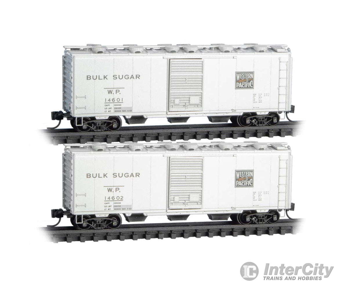 Micro Trains N 98302278 Bulk Sugar Car 2-Pack - Western Pacific #14601 14602 (silver black Feather Logo) Freight Cars