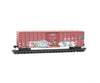 Micro Trains N 98302289 50’ Rib-Side Plug-Door Boxcar No Roofwalk 3-Pack - BNSF Christmas Graffiti - Freight Cars
