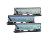 Micro Trains N 98305092 ACF 3-Bay Center Flow Covered Hopper w/Elongated Hatches 3-Pack - Cotton Belt SSW 70344 73355