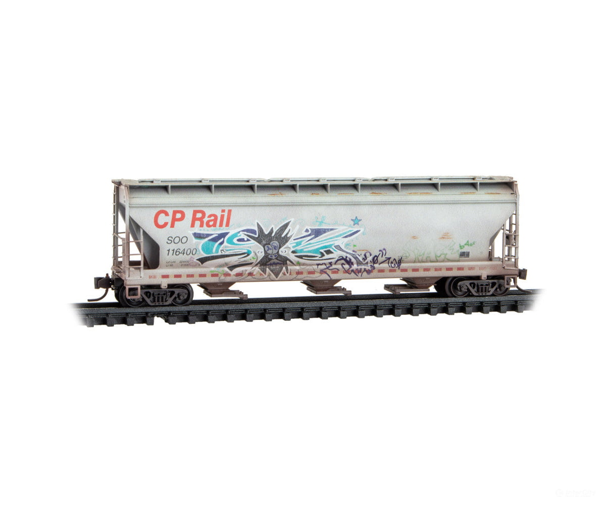Micro Trains N 98305106 ACF 3-Bay Center Flow Covered Hopper w/Elongated Hatch 2-Pack - Canadian Pacific SOO #116400