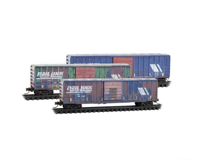 Micro Trains N 983105108 50’ Rib-Side Single-Door Boxcar No Roofwalk 3-Pack - Montana Rail Link #100980 100982 100989