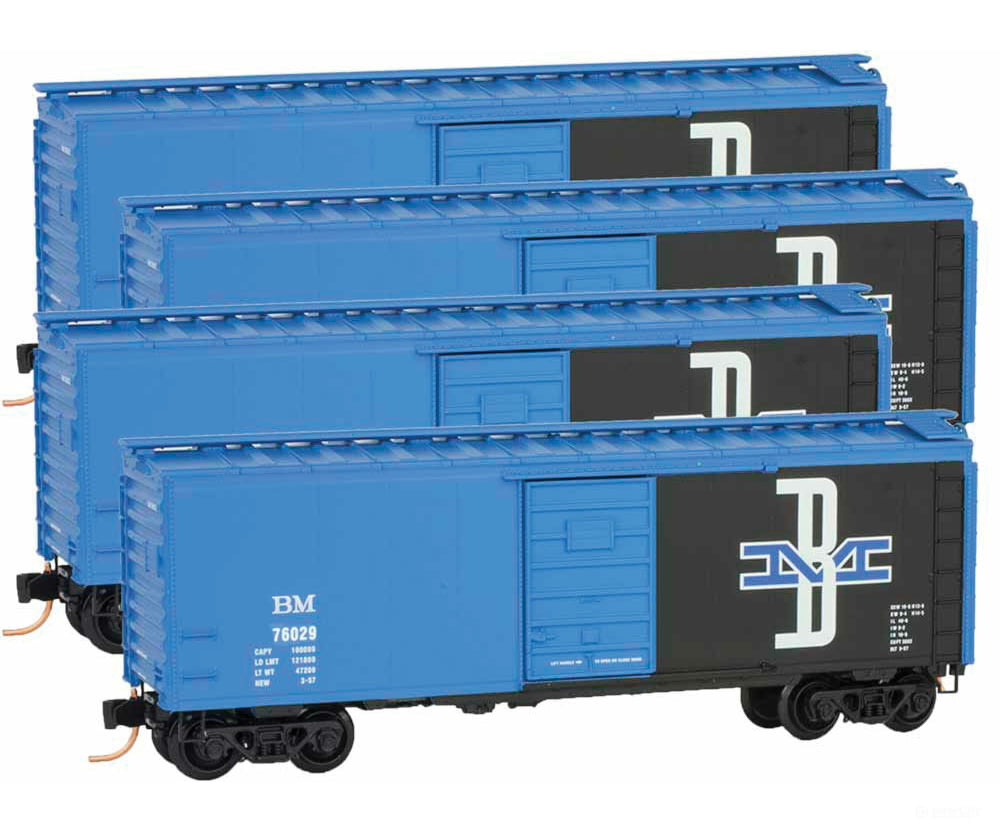 Micro Trains N 99300103 40 Single-Door Boxcar 4-Car Runner Pack - Ready To Run -- Boston & Maine