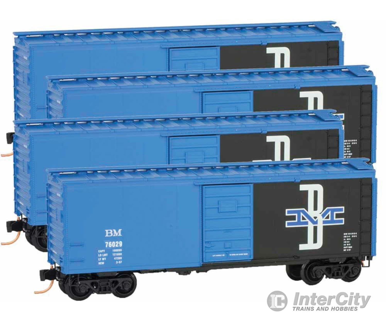 Micro Trains N 99300103 40 Single-Door Boxcar 4-Car Runner Pack - Ready To Run -- Boston & Maine