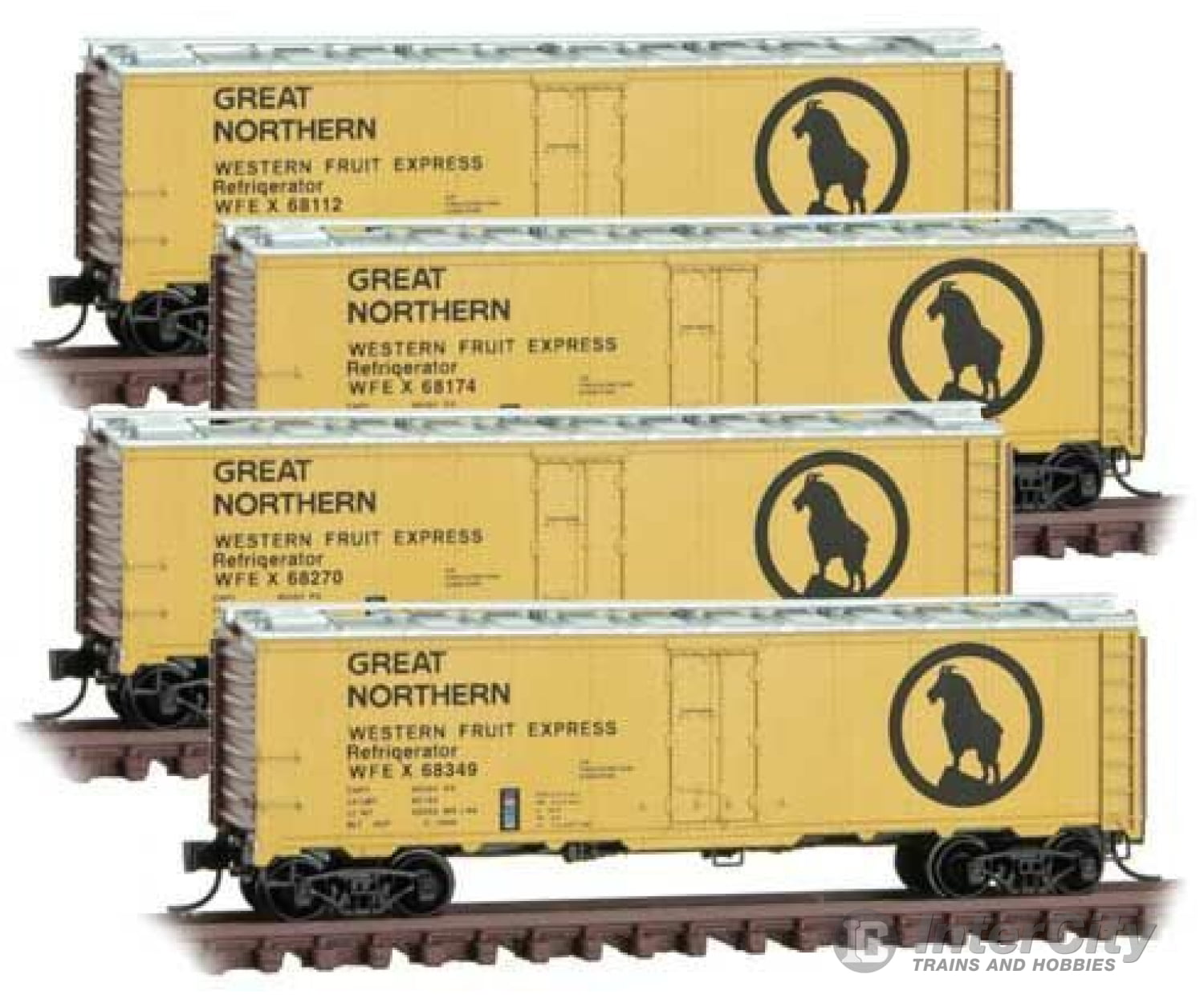 Micro Trains N 99300179 40 Steel Ice Reefer 4-Pack - Ready To Run -- Great Northern Wfex 68112 68174