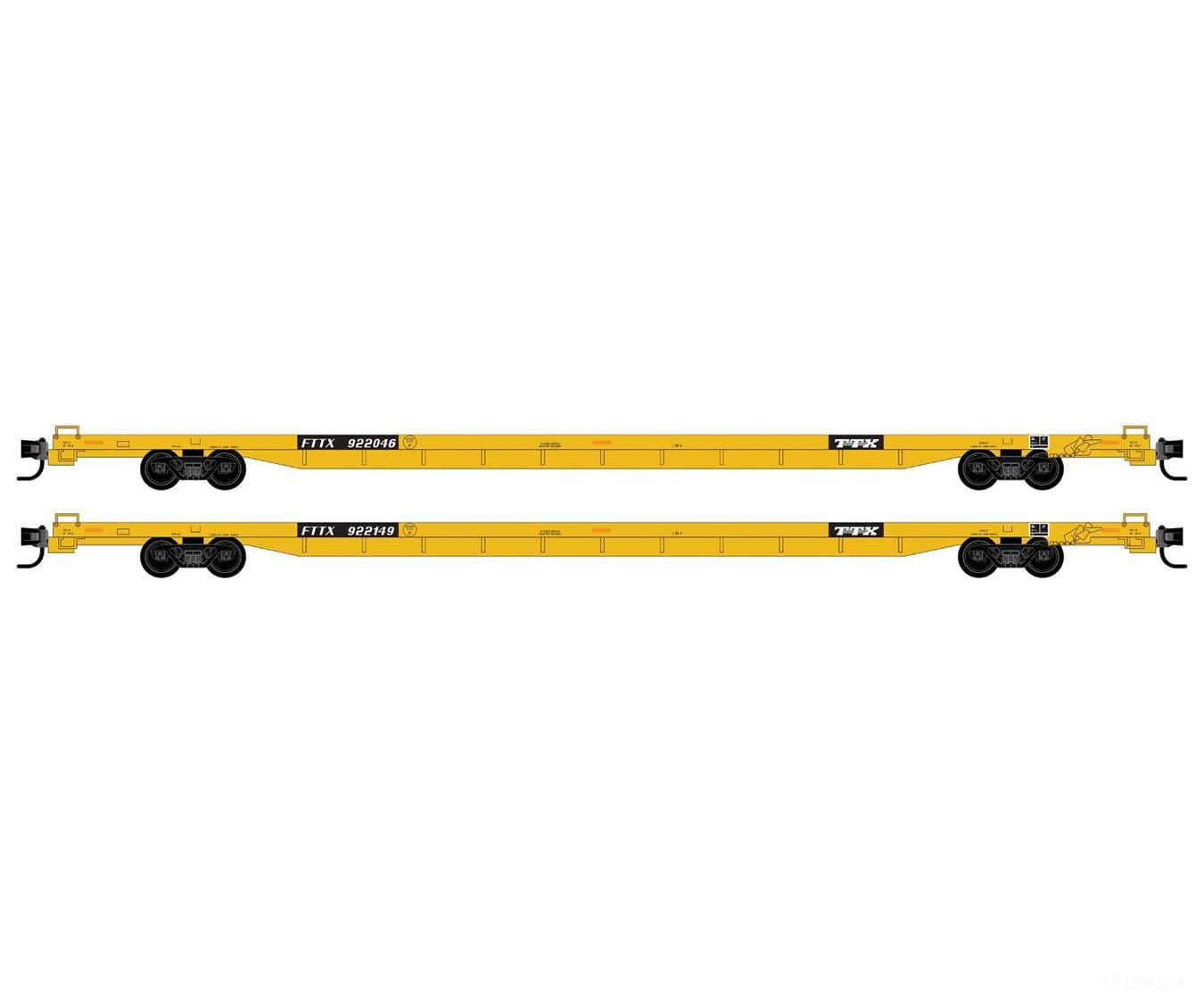 Micro Trains N 99302205 894 Flatcar 2-Pack - Ready To Run -- Ttx Fttx #922046 922149 (Yellow Black)