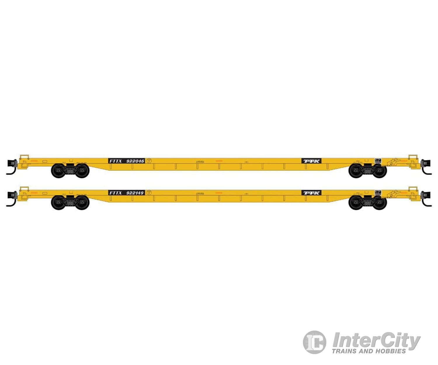 Micro Trains N 99302205 894 Flatcar 2-Pack - Ready To Run -- Ttx Fttx #922046 922149 (Yellow Black)