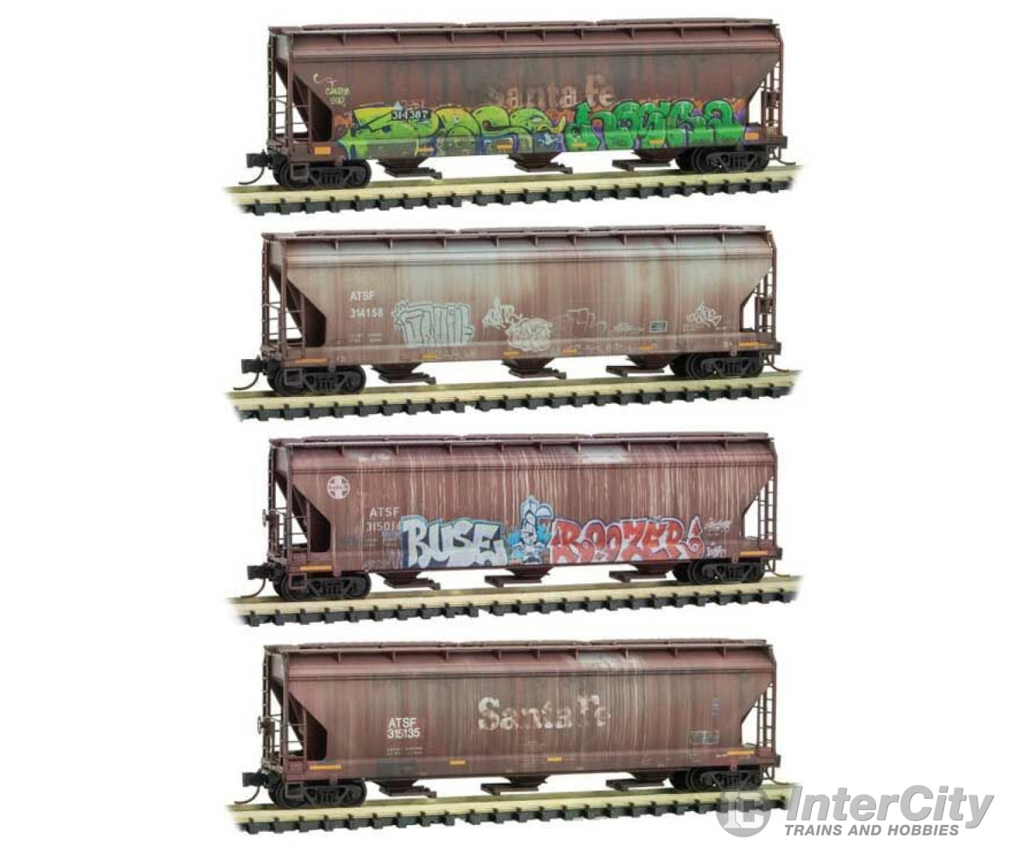 Micro Trains N 99305550 Acf 3-Bay Center Flow Covered Hopper Elongated Hatches 4-Pack - Ready To Ru