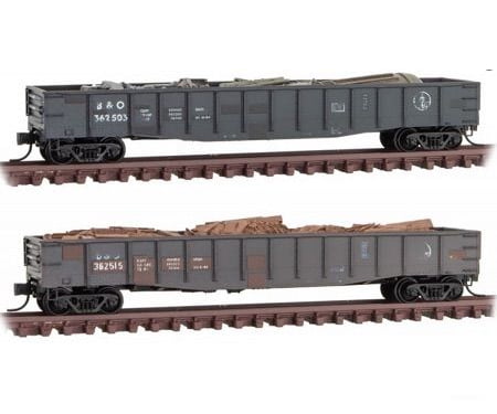 Micro Trains N 99305960 50 15-Panel Fixed-End Gondola With Load 2-Pack - Ready To Run Baltimore &