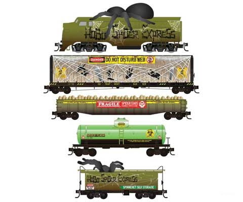 Micro Trains N 99321350 Hobo Spider Express Halloween Train Set - Standard Dc -- Emd Ft-A 5 Cars