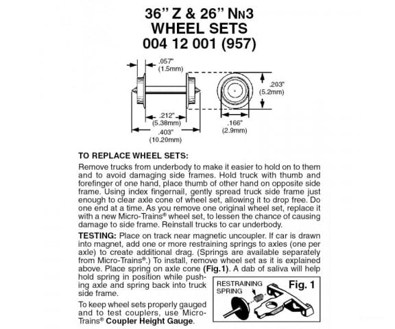 Micro Trains 412001 Wheelsets - 36 Diameter For Z Scale Passenger Cars Pkg(12) Couplers & Trucks
