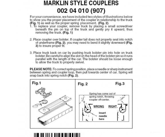 Micro Trains 204010 Couplers - Marklin-Compatible Body Mount Replacements 3 Pairs & Trucks