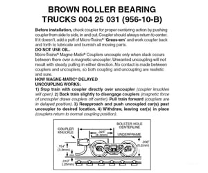 Micro Trains 425031 Roller-Bearing Trucks - With Short Extended Couplers (Brown) 10 Pairs &