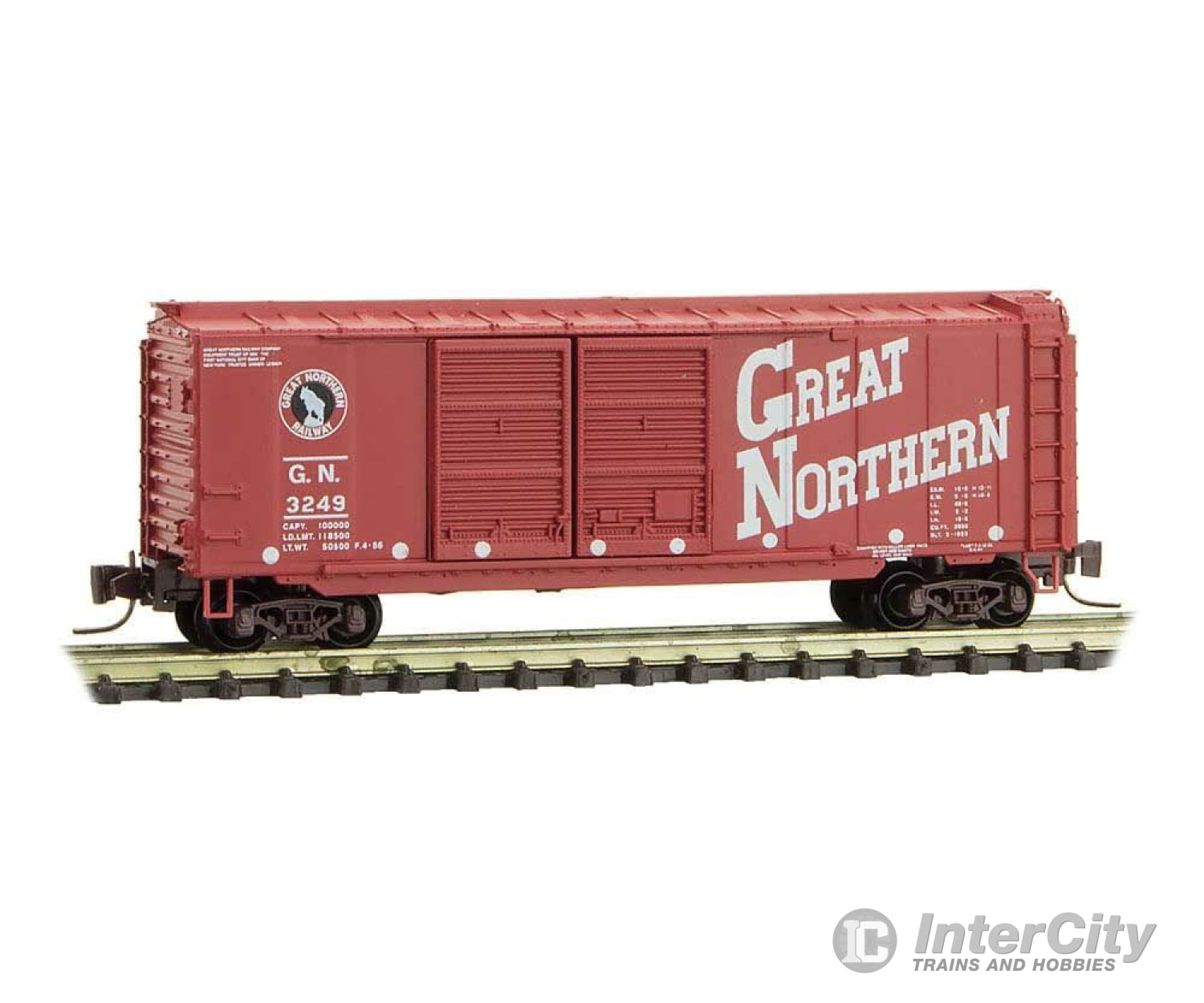 Micro Trains Z 50100270 40 Double-Door Boxcar - Ready To Run -- Great Northern 3249 (Red White