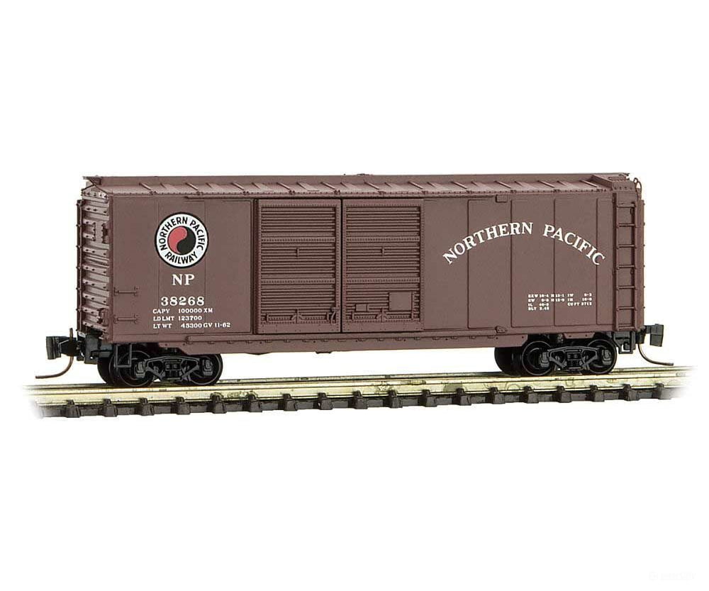 Micro Trains Z 50100281 40 Double-Door Boxcar - Ready To Run -- Northern Pacific 38268 (Boxcar Red