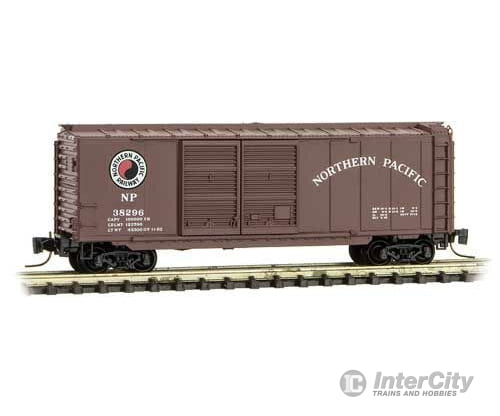 Micro Trains Z 50100282 40 Double-Door Boxcar - Ready To Run -- Northern Pacific 38268 (Boxcar Red