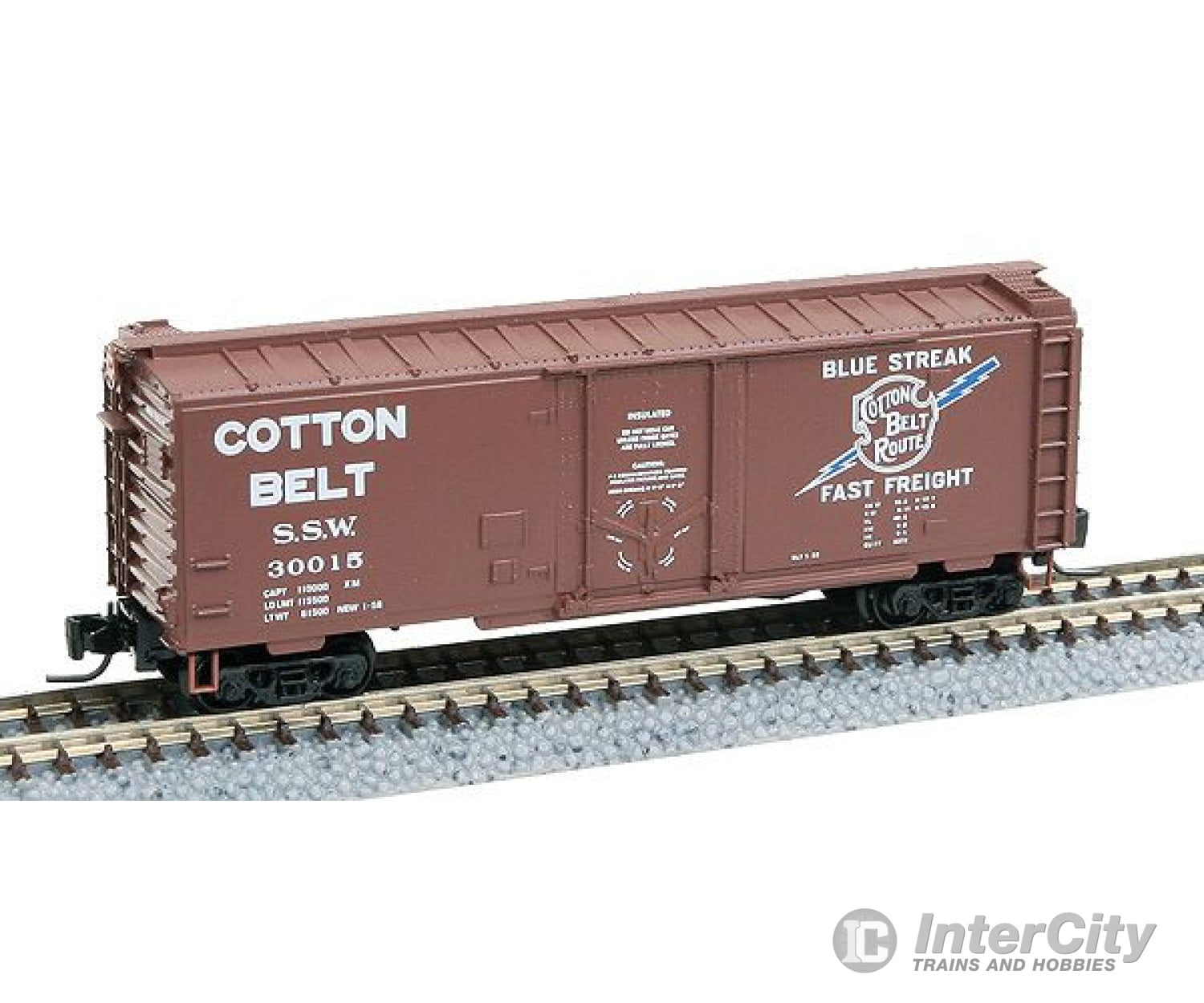 Micro Trains Z 50200201 Pcf 40 Plug Door Boxcar -- St. Louis Southwestern #30015 (Boxcar Red Blue