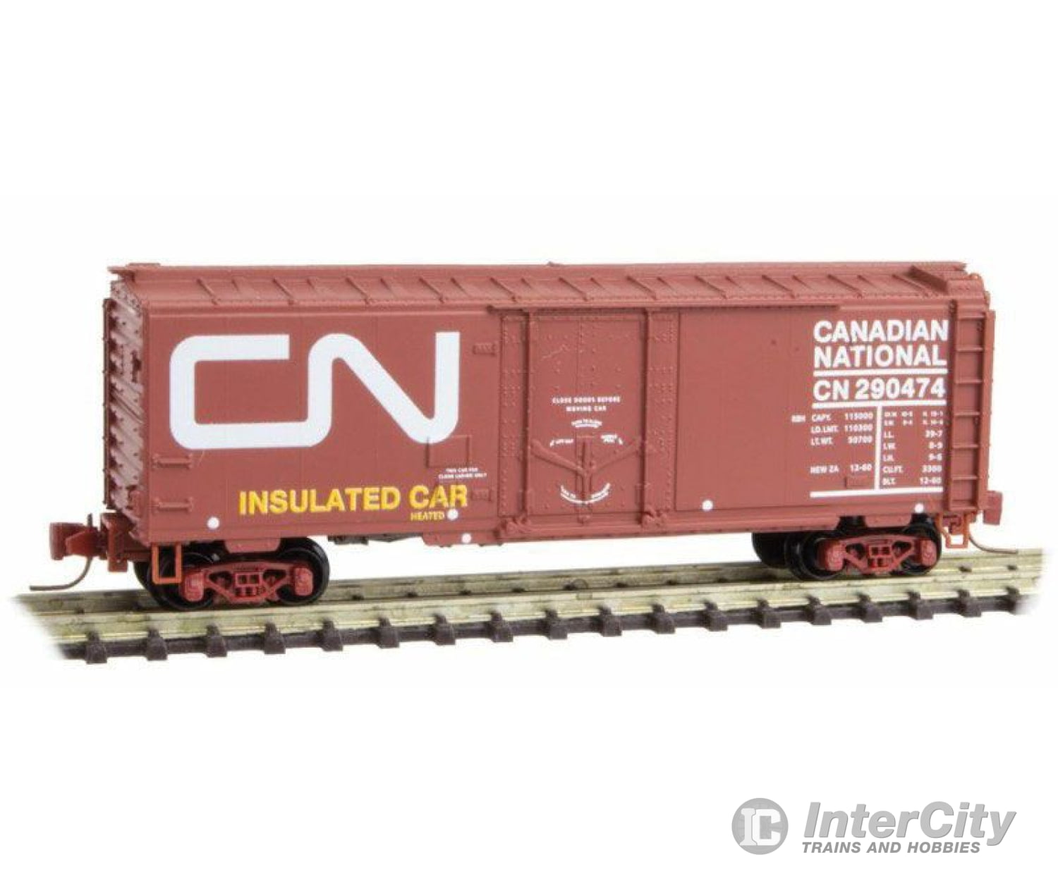 Micro Trains Z 50200282 40 Plug-Door Boxcar - Ready To Run -- Canadian National #290474 (Boxcar Red