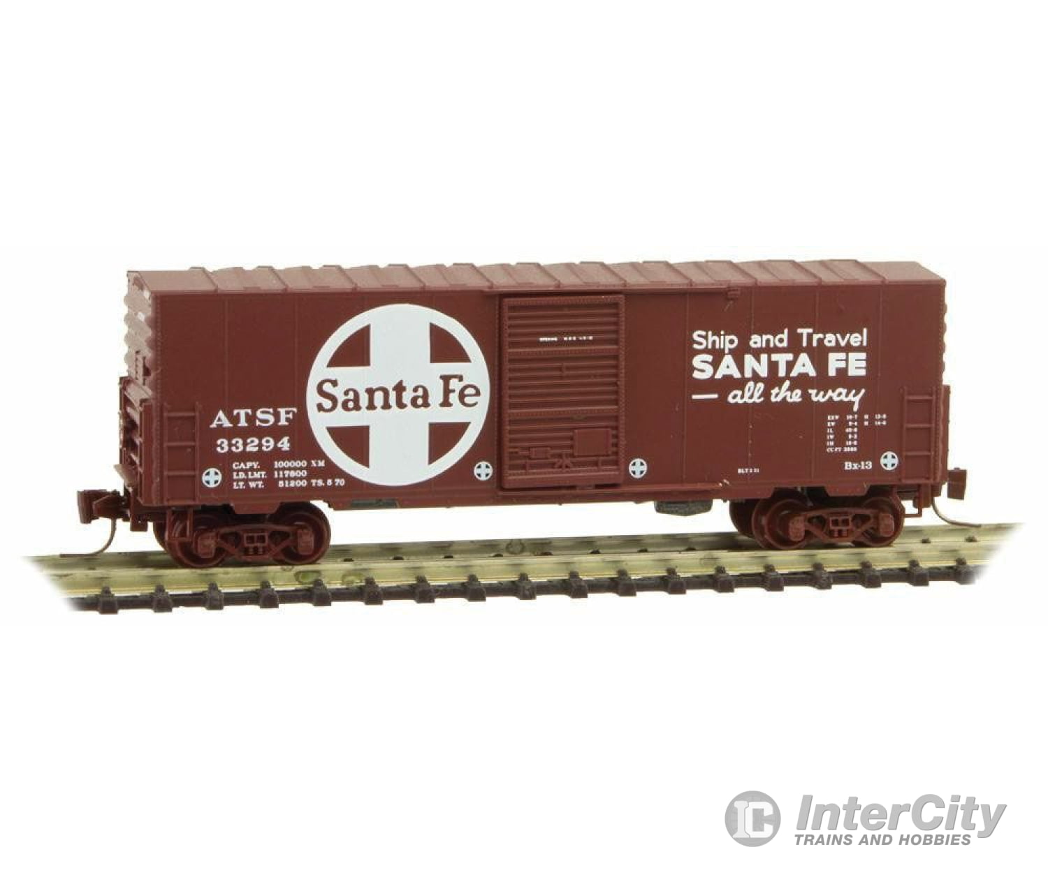 Micro Trains Z 50300131 40 Single-Door Boxcar No Roofwalk - Ready To Run -- Santa Fe #33294 (Boxcar