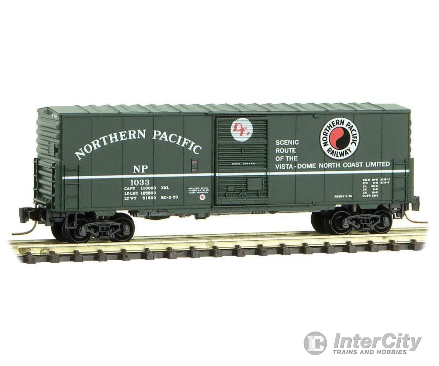 Micro Trains Z 50300171 40 Single-Door Boxcar No Roofwalk - Ready To Run -- Northern Pacific 1033