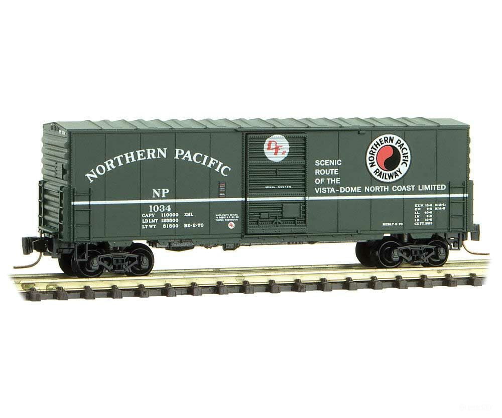 Micro Trains Z 50300172 40 Single-Door Boxcar No Roofwalk - Ready To Run -- Northern Pacific 1034