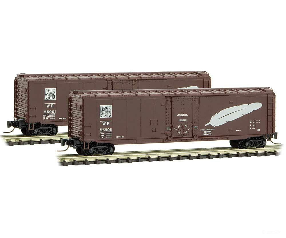 Micro Trains Z 50700661 50 Plug-Door Boxcar - Ready To Run -- Western Pacific #55901 (Boxcar Red