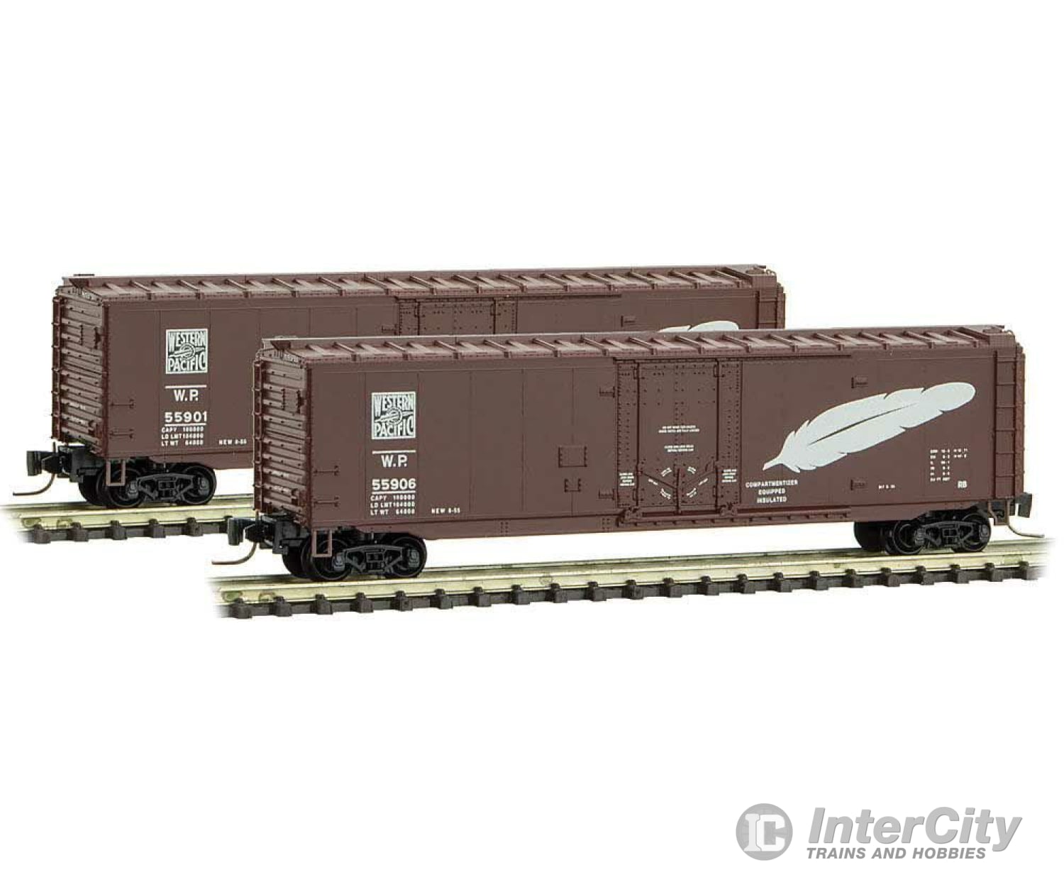 Micro Trains Z 50700662 50 Plug-Door Boxcar - Ready To Run -- Western Pacific #55906 (Boxcar Red