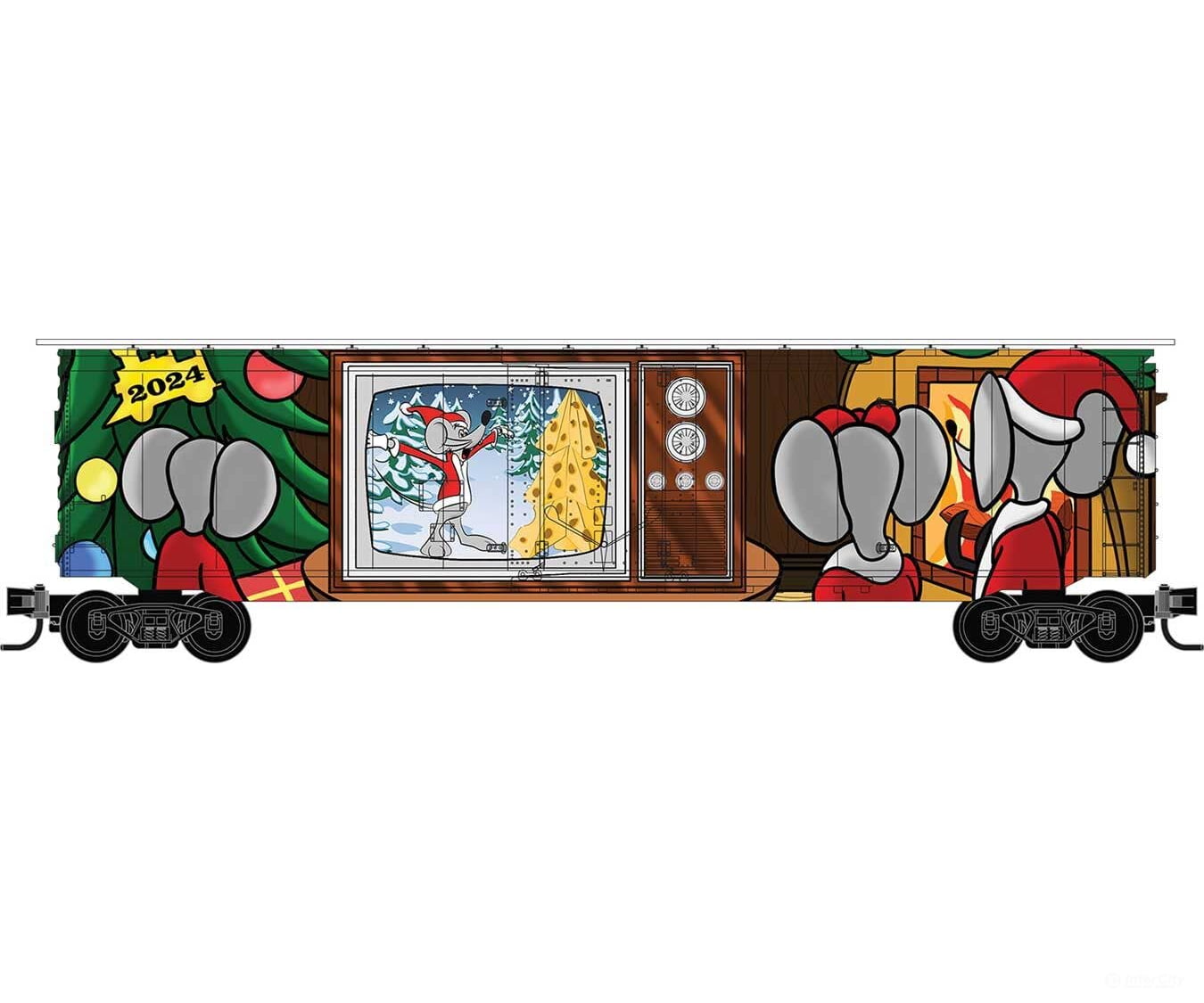 Micro Trains Z 50700750 50’ Plug-Door Boxcar - Ready To Run 2024 Micro-Mouse Christmas W/Tv Door