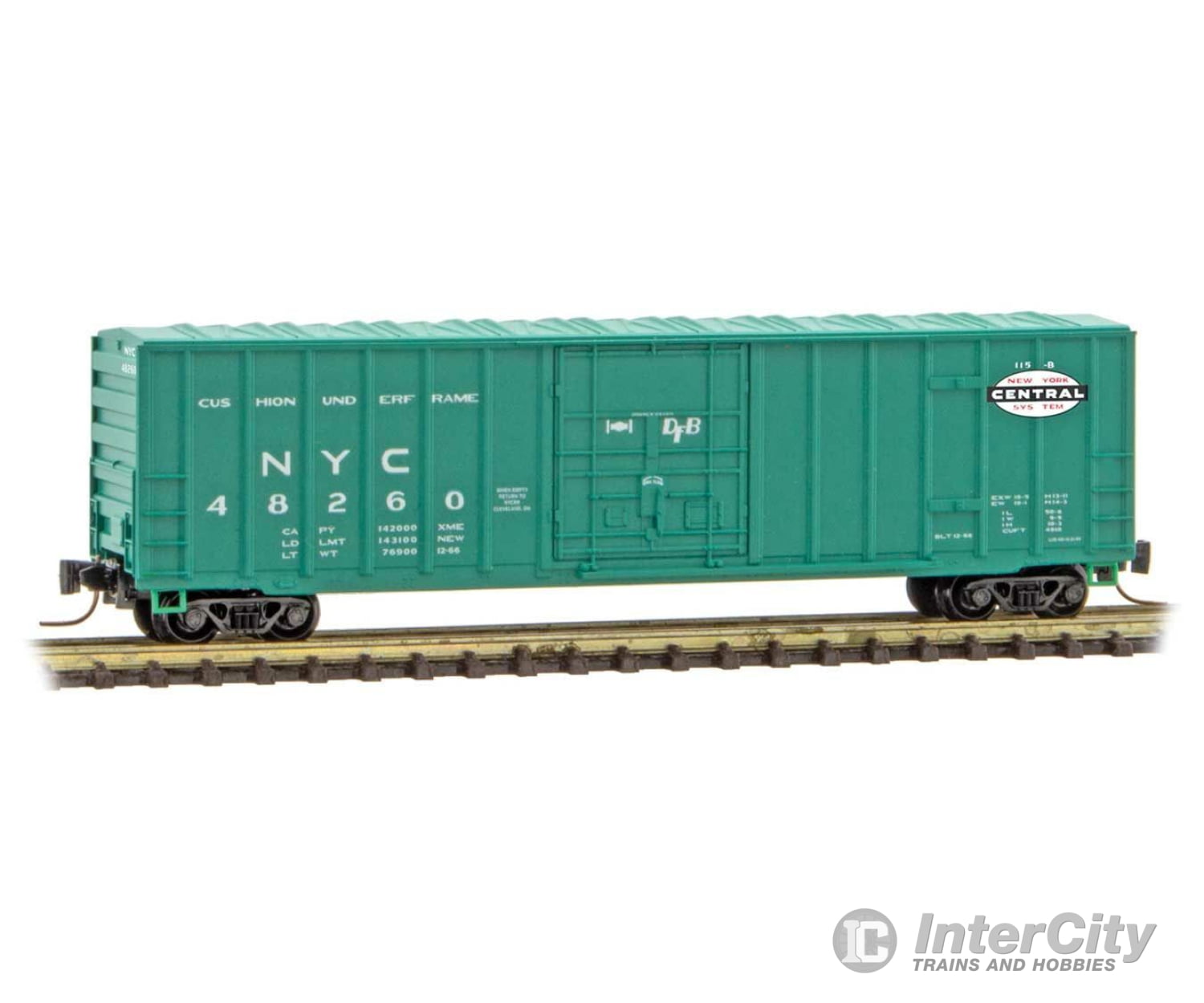 Micro Trains Z 51100281 50 Rib-Side Plug-Door Boxcar No Roofwalk - Ready To Run -- New York Central