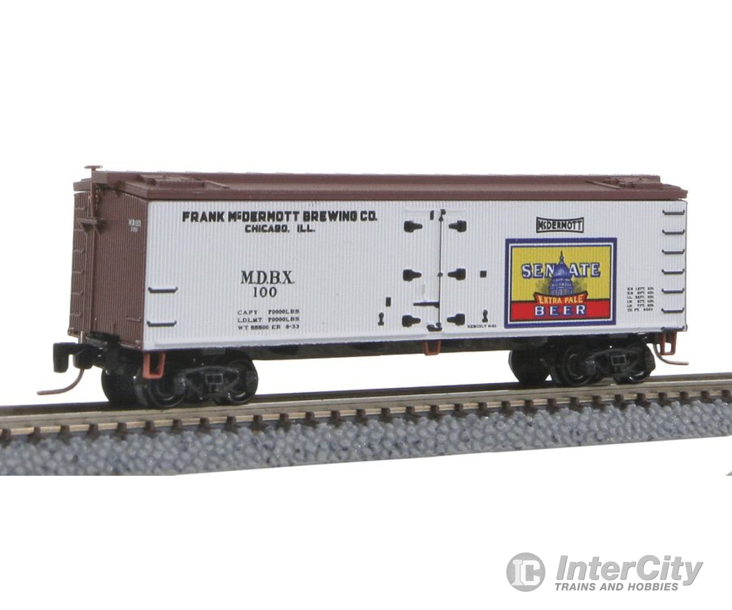 Micro Trains Z 51800300 40 Wood-Sheathed Ice Reefer - Ready To Run -- Senate Brewing Co. Mdbx #100