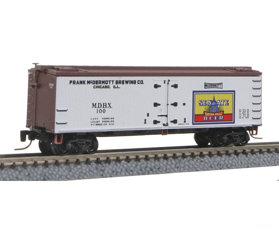 Micro Trains Z 51800300 40 Wood-Sheathed Ice Reefer - Ready To Run -- Senate Brewing Co. Mdbx #100