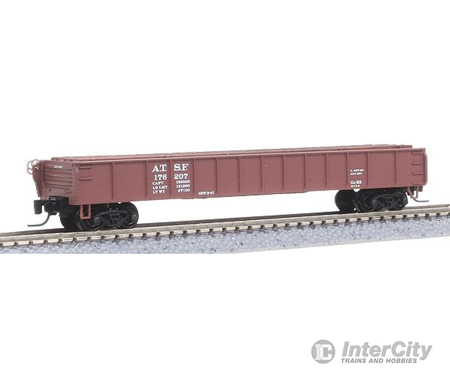 Micro Trains Z 52300041 50 Straight Sided Gondola With H-Beam Load -- Santa Fe #176207 (Boxcar Red