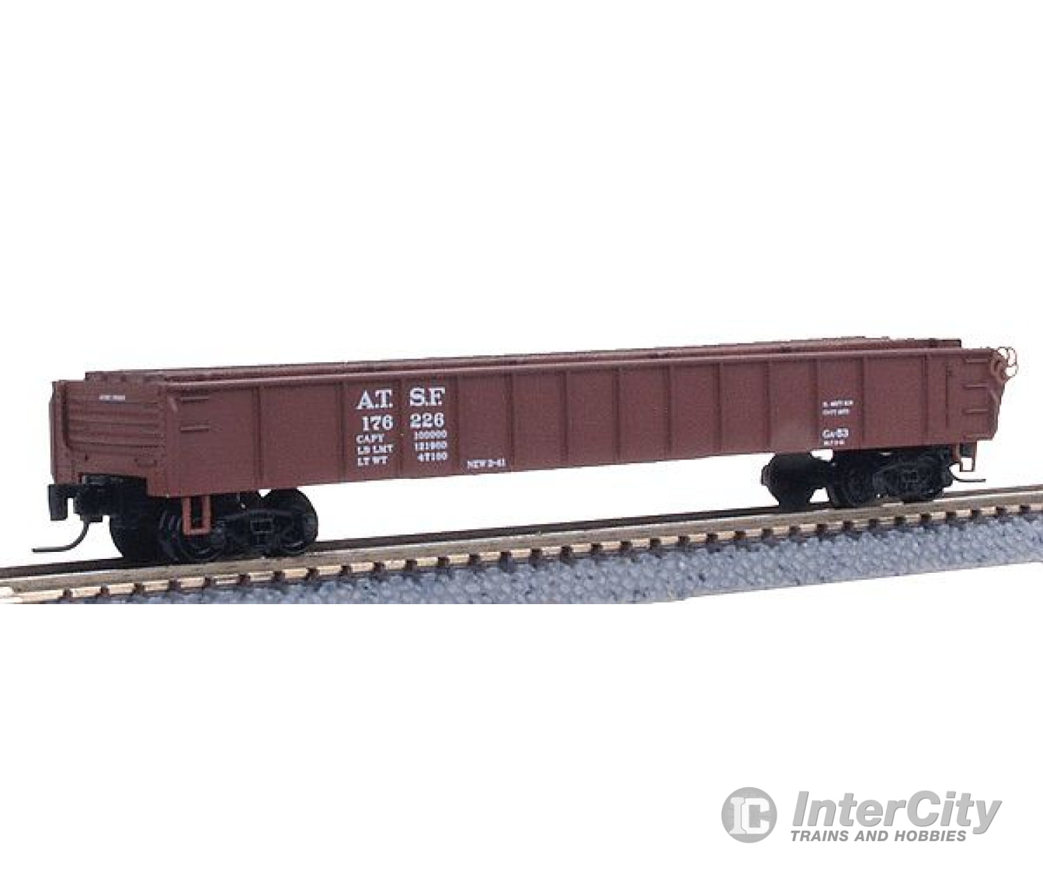 Micro Trains Z 52300042 50 Straight Sided Gondola With H-Beam Load -- Santa Fe #176226 (Boxcar Red