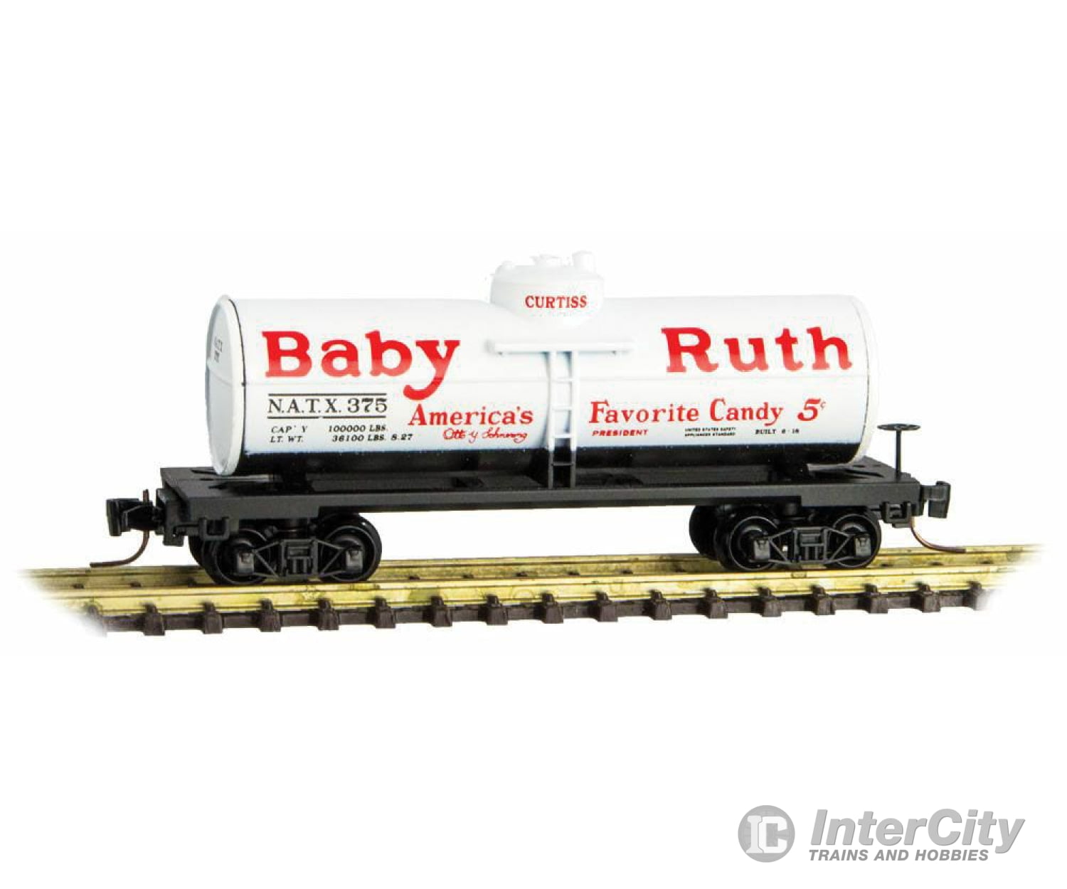 Micro Trains Z 53000380 40 Single-Dome Tank Car - Ready To Run -- Baby Ruth Natx #375 (White Red