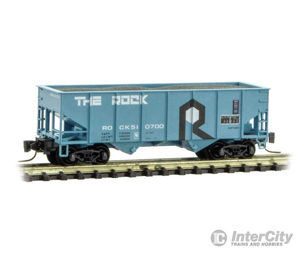 Micro Trains Z 53400091 33 2-Bay Rib-Side Hopper - Ready To Run -- Rock Island 510700 (Blue Black