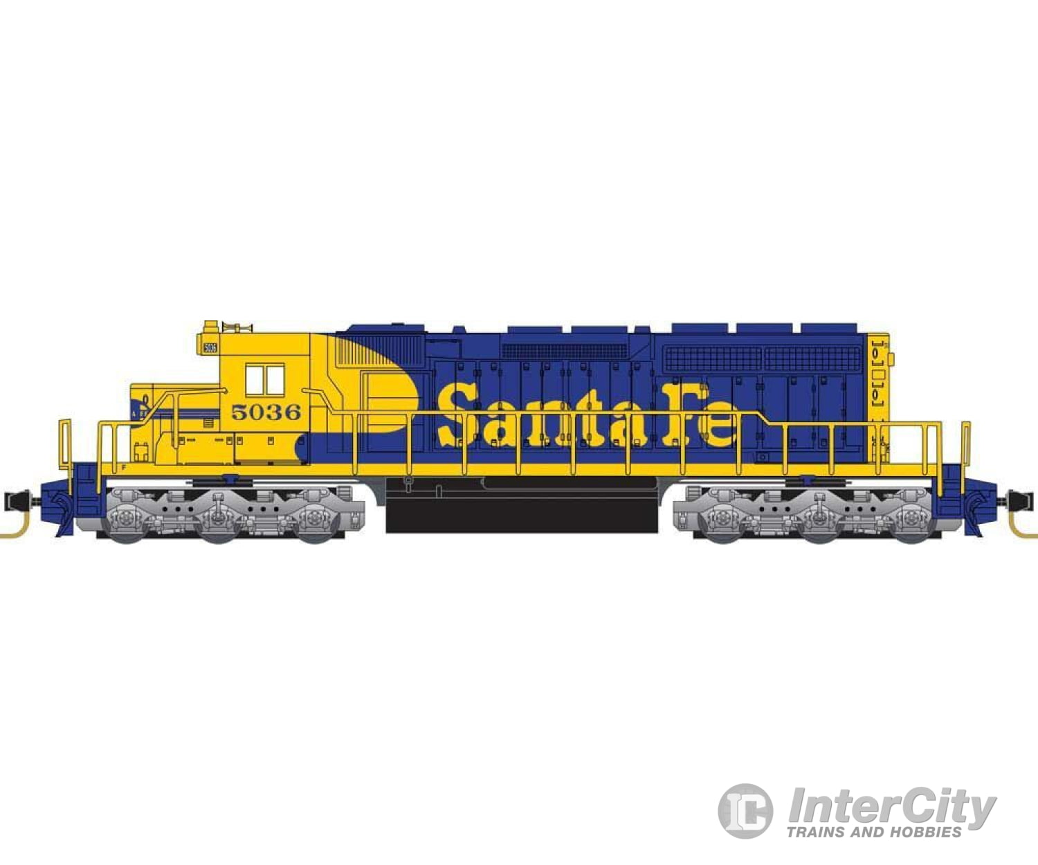 Micro Trains Z 97001091 Emd Sd40-2 - Standard Dc -- Santa Fe #5036 (Warbonnet Blue Yellow)