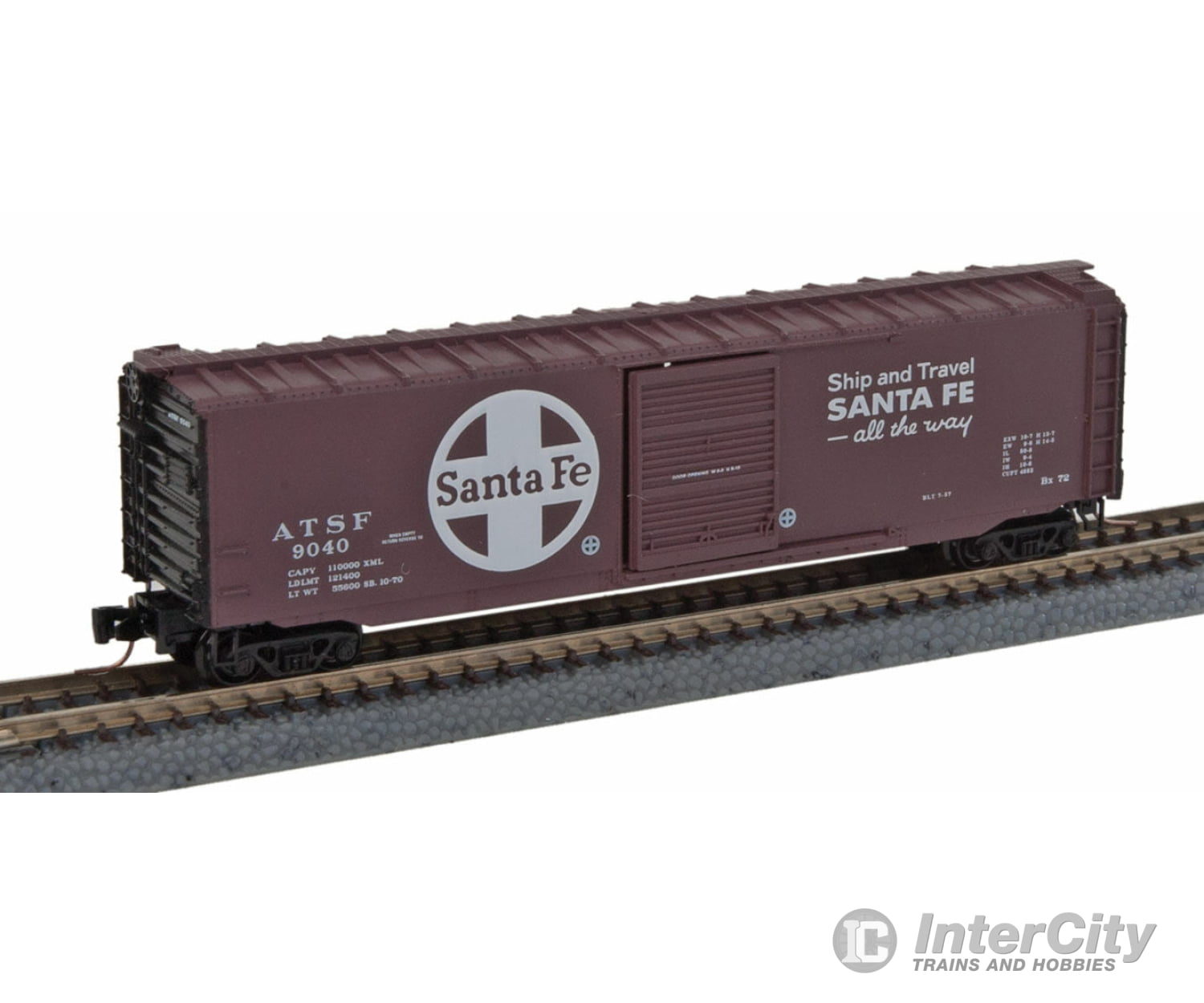 Micro Trains Z 99400070 50 Single-Door Boxcar 4-Car Runner Pack - Ready To Run -- Santa Fe #9004