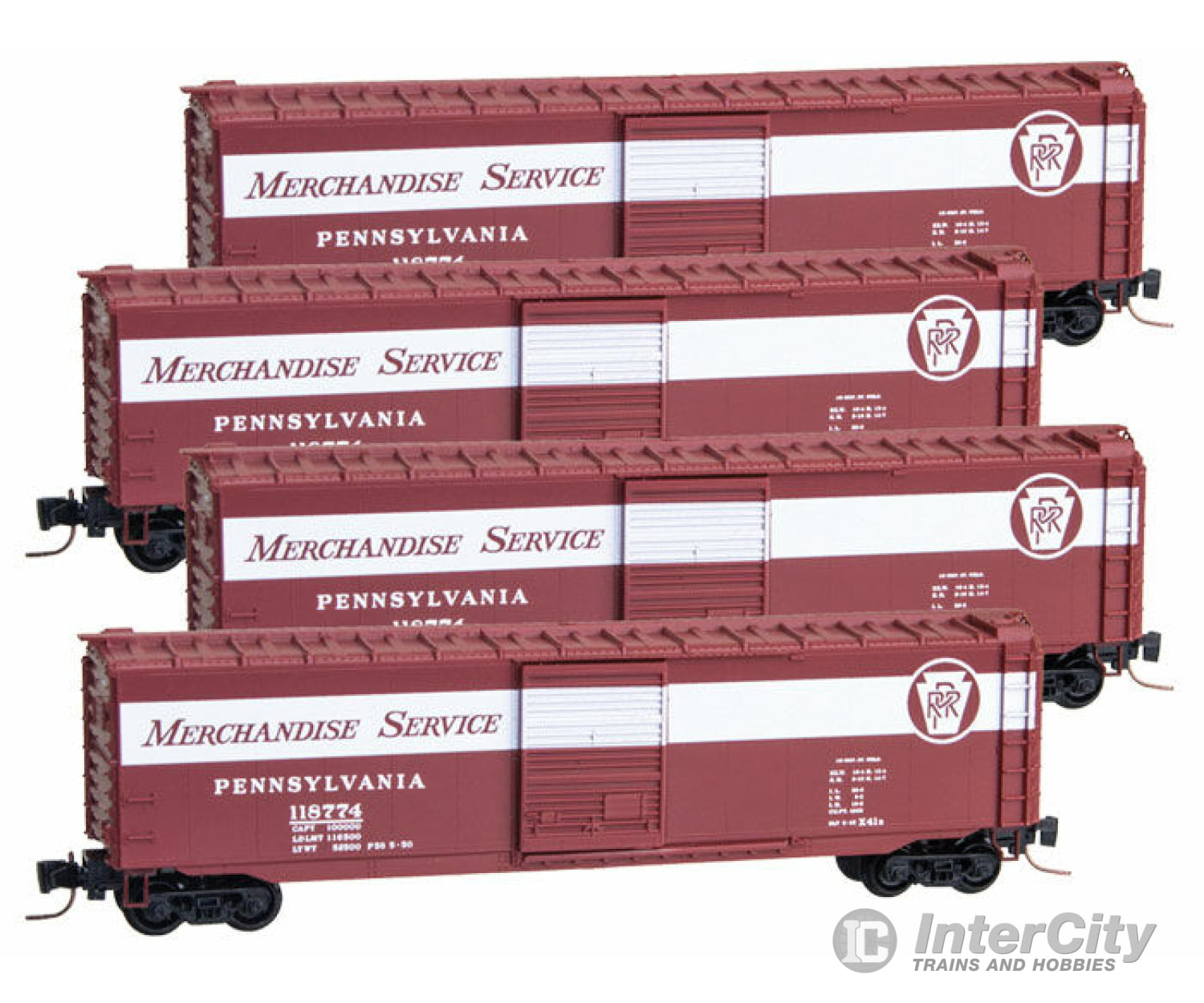 Micro Trains Z 99400081 50 Single-Door Boxcar 4-Car Runner Pack - Ready To Run -- Pennsylvania