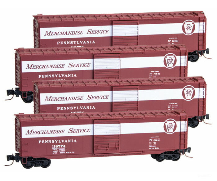 Micro Trains Z 99400081 50 Single-Door Boxcar 4-Car Runner Pack - Ready To Run -- Pennsylvania