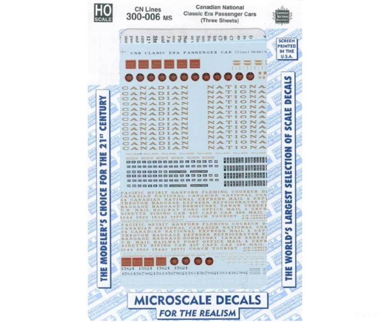 Microscale Ho 300-006Ms Cn Lines Sig - Classic Era Passenger Cars (3 Sheets) Decals