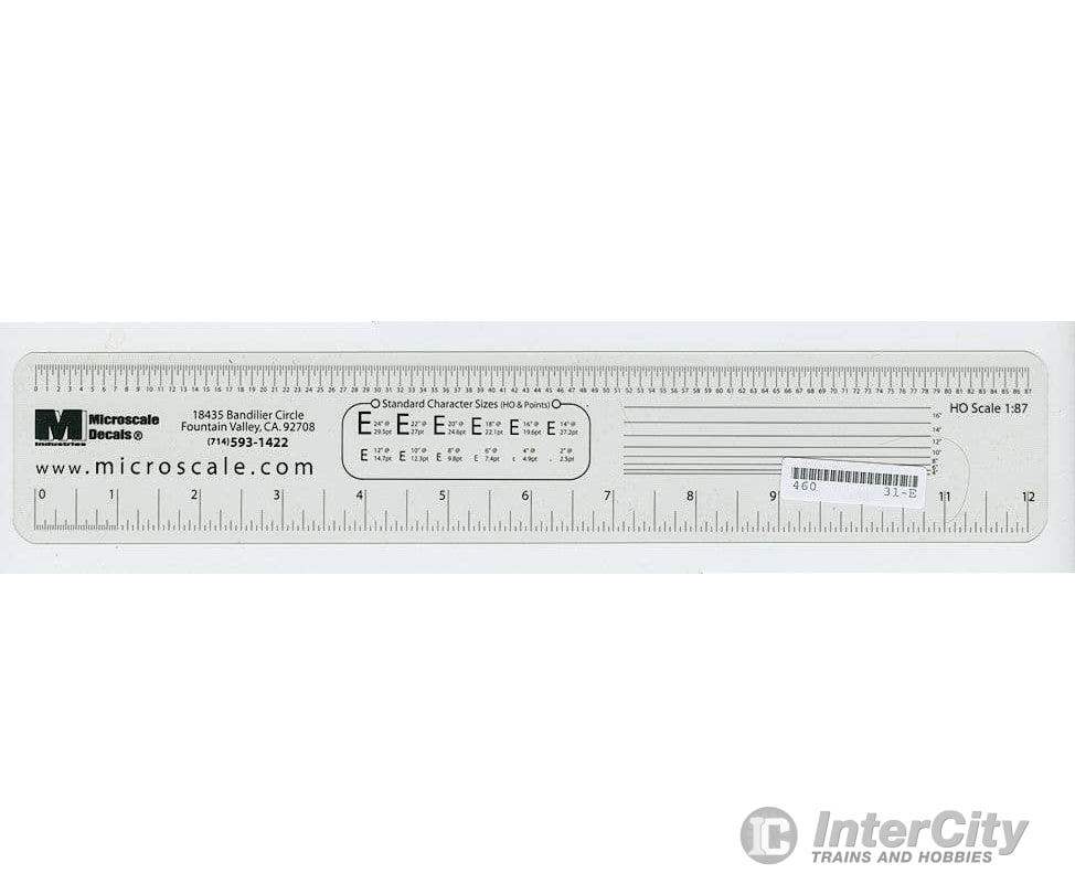 Microscale HO 31 Microscale - Clear (See-Through) HO Scale Ruler Tools