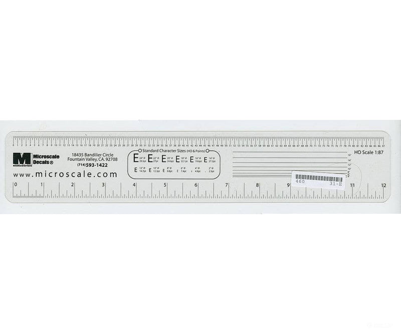 Microscale HO 31 Microscale - Clear (See-Through) HO Scale Ruler