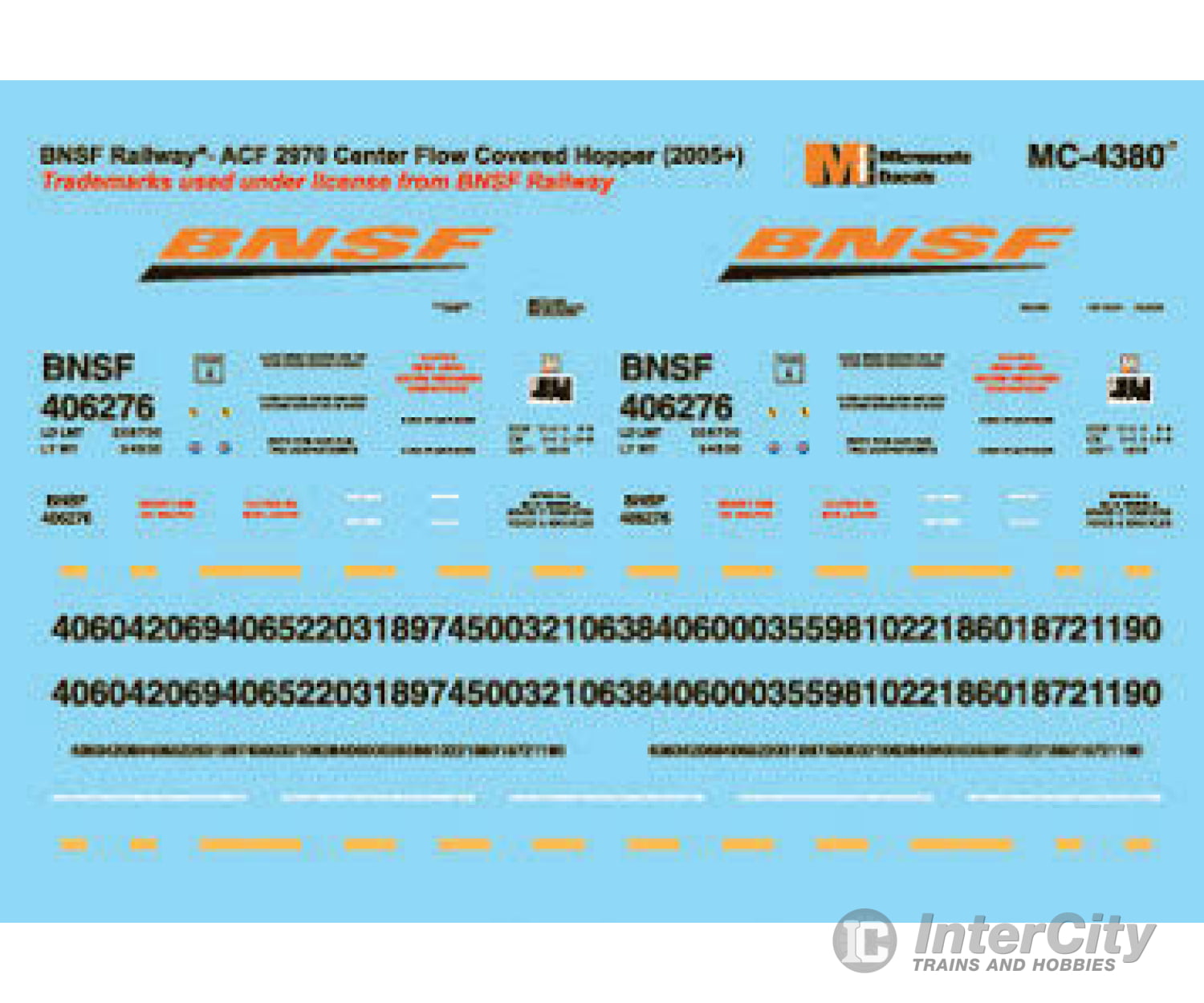 Microscale Ho 4380 Burlington Northern & Santa Fe - Bnsf -- Mini-Cal Acf Center Flow Covered