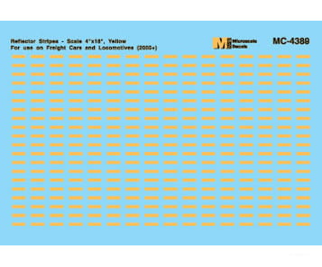Microscale HO 4389 Mini-Cal Conspicuity Markings 2005+ (Reflector Stripes for Locos & Cars) - Yellow Decals