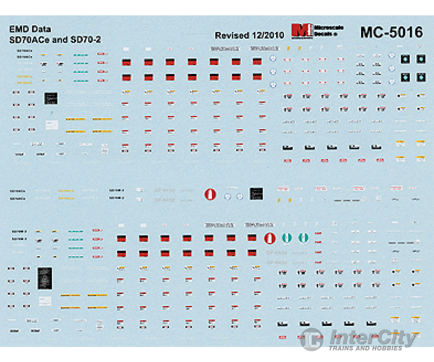 Microscale Ho 5016 Mini Cal Railroad Decal Set -- Emd Sd70Ace & Sd70-2 Data Only Decals