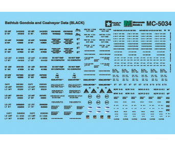 Microscale Ho 5034 Railroad Decal Set -- Bathtub Gondola & Coalveyor Data (Black) Decals