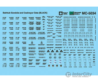 Microscale Ho 5034 Railroad Decal Set -- Bathtub Gondola & Coalveyor Data (Black) Decals