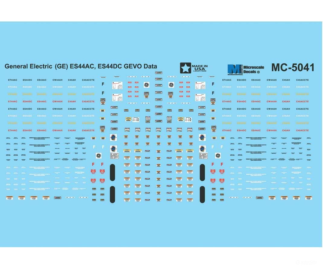 Microscale Ho 5041 Railroad Decal Set -- Ge Es44Ac Gevo Data Decals