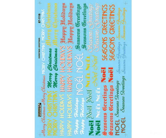 Microscale Ho 871118 Railroad Decal Set -- Christmas Train Graphics Holiday Greetings Decals