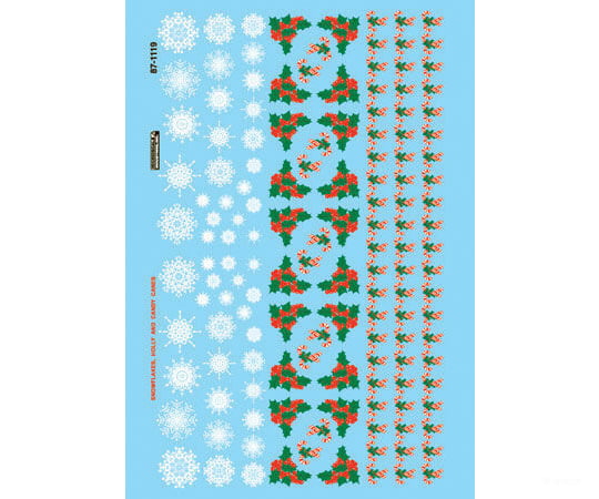 Microscale Ho 871119 Railroad Decal Set -- Christmas Train Graphics Holly & Snowflakes Decals